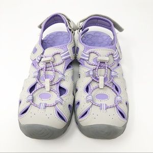 Khombu Dana Girls Velcro Sandals Gray Purple 4